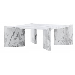 Rogaland Sofabord 100x100cm - Hvid Marmorlook