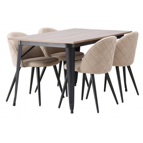 Tempe Spisebordssæt - Beige og Valnød