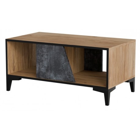 OVO sofabord 90x50cm mørk beton/urskov eg