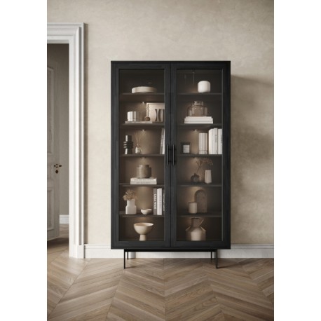 CASØ GALA Vitrine Høj 112x195cm massiv ask / sortbejdset