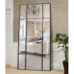 Spejl med sort ramme i jern str 220x110cm