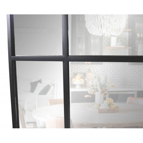 Spejl med sort ramme i jern str 220x110cm