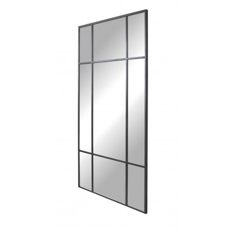 Spejl med sort ramme i jern str 220x110cm