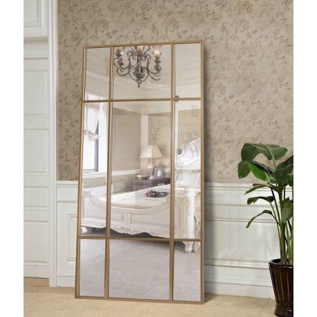 New Yorker Spejl med guldfarvet ramme i jern str 180x90cm