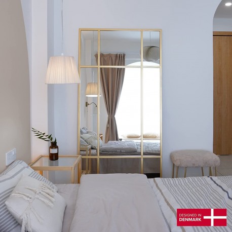 New Yorker Spejl med guldfarvet ramme i jern str 180x90cm