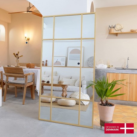 New Yorker Spejl med guldfarvet ramme i jern str 180x90cm