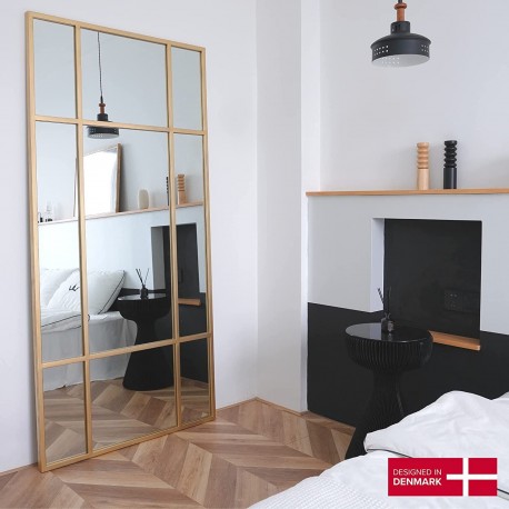 New Yorker Spejl med guldfarvet ramme i jern str 180x90cm