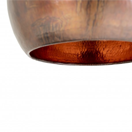 Albi Kugle Lampe - Brun hamret skærm, skinnende kobber indvendig Ø35 cm. E27 fatning