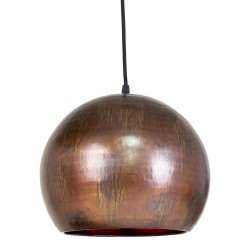 Albi Kugle Lampe - Brun hamret skærm, skinnende kobber indvendig Ø35 cm. E27 fatning