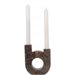 Marmor Lysestage - Lysestage i brun med dobbelt holder