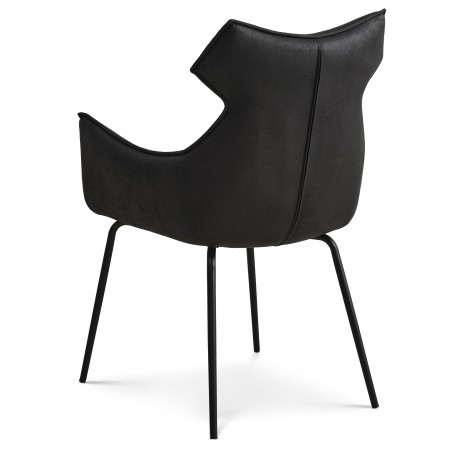 Liva Spisestuestol med armlæn - Sort stel - Onyx Black Bull microfiber læder