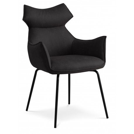 Liva Spisestuestol med armlæn - Sort stel - Onyx Black Bull microfiber læder