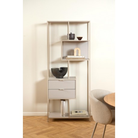 Seaford Reol med Skuffer og Asymmetriske Hylder – Grå - 77 x 35 x 185 cm