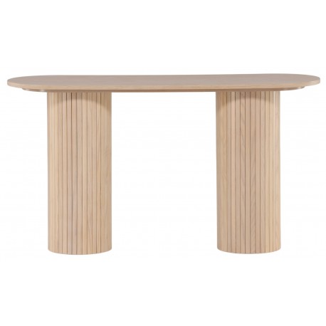 Bianca konsolbord oval - Hvidkalket finer 130 x 40