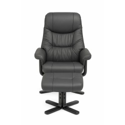 Cosy lænestol med skammel Sort læder