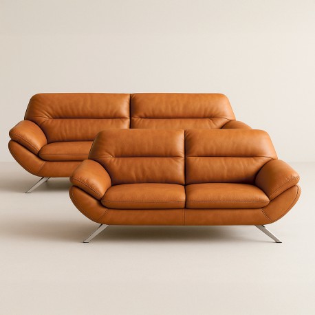 Taastrup 3 + 2 pers sofa Cognac semianilin læder