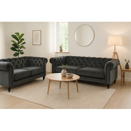Charlietown 3+3 pers. sofasæt - Koksgrå velour