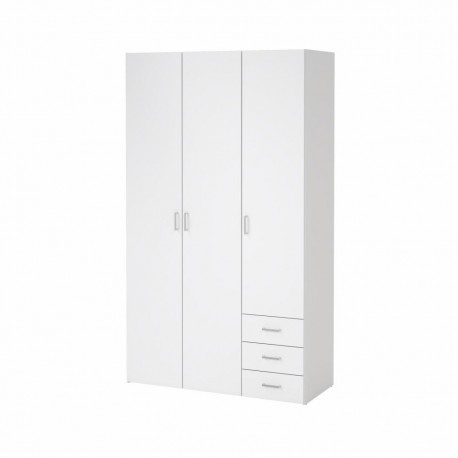 Bolmen garderobeskab 116 cm 3 låger - Hvid højglans