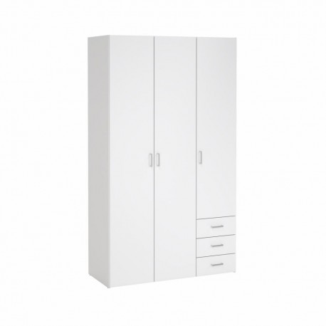 Bolmen garderobeskab 116 cm 3 låger - Hvid højglans
