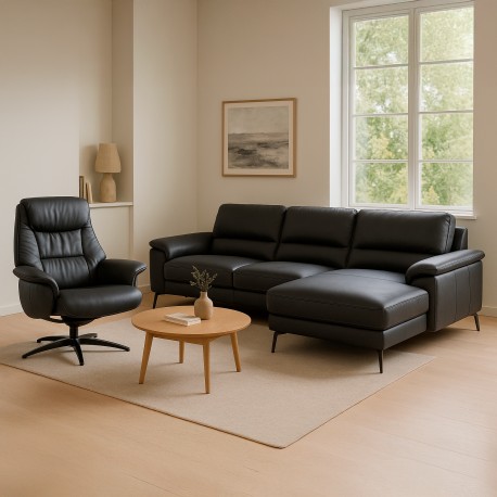 Agedrup Læder Chaiselongsofa Højrevendt