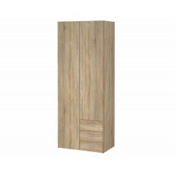 Bolmen garderobeskab 77 cm 2 låger + 3 skuffer (200) - Eg