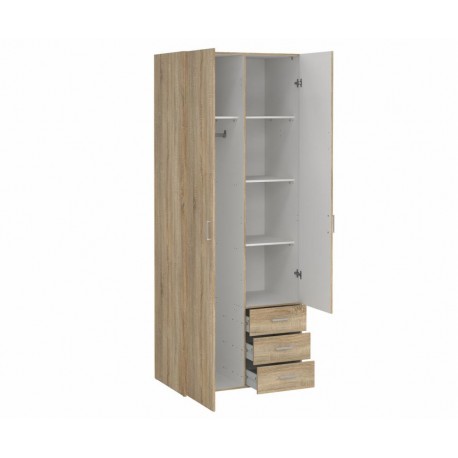 Bolmen garderobeskab 77 cm 2 låger + 3 skuffer (200) - Eg