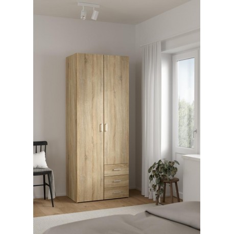 Bolmen garderobeskab 77 cm 2 låger + 3 skuffer (200) - Eg