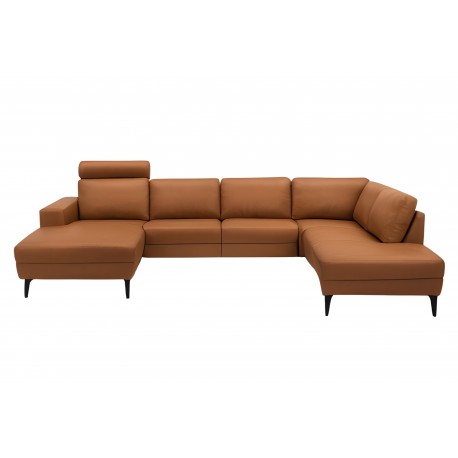 Esbjerg Læderhjørnesofa med chaiselong Cognac - Venstrevendt