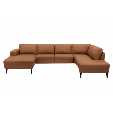 Esbjerg Læderhjørnesofa med chaiselong Cognac - Venstrevendt