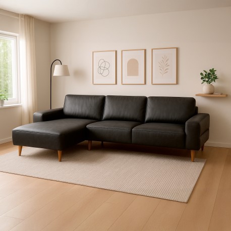 Almind læder chaiselongsofa venstrevendt