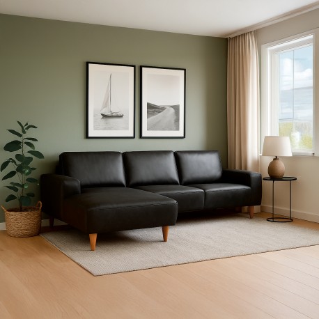 Almind læder chaiselongsofa venstrevendt
