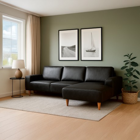 Almind læder chaiselongsofa højrevendt