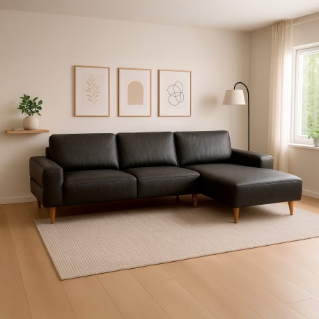 Almind læder chaiselongsofa højrevendt