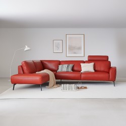 Copenhagen Rød læderhjørnesofa - Venstrevendt