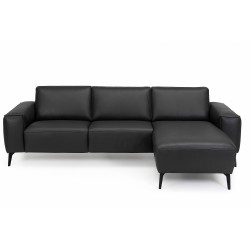 Hjort Knudsen Assens chaiselong lædersofa Højrevendt