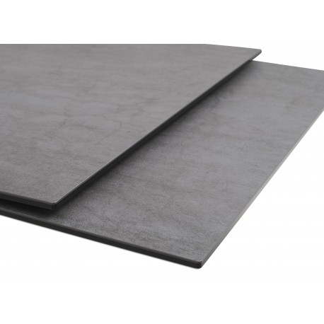 Hudson spisebord med 2 tillægsplader - Antracitgrå keramik og sort metal 200 cm kan udvides til 300 cm