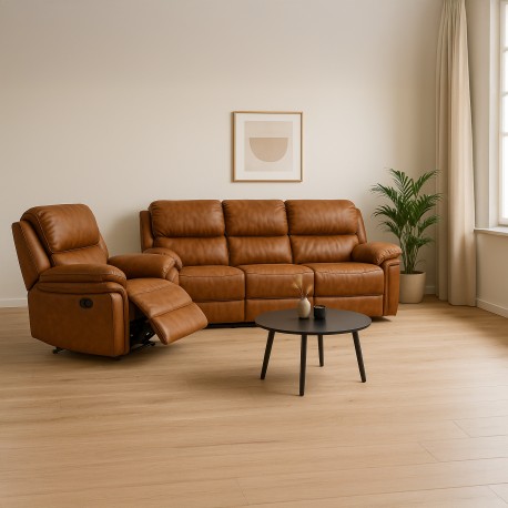 Saranda Recliner Sofa - Brun Microfiber Stof