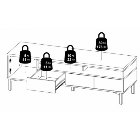 Gotland tv-bord - Hvid/Eg