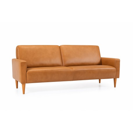 Hvidovre 3 personers lædersofa Cognac
