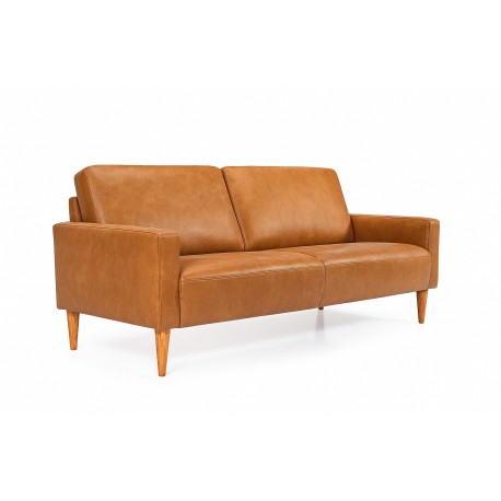 Hvidovre 3 personers lædersofa Cognac