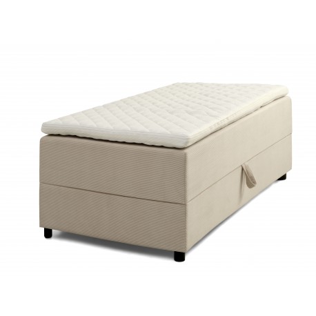 SPACE 7-Zonet 80x200 cm Boksmadras seng med opbevaring Beige Fløjl