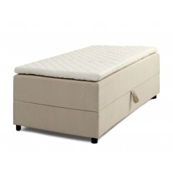 SPACE 7-Zonet 90x200 cm Boksmadras seng med opbevaring Beige Fløjl