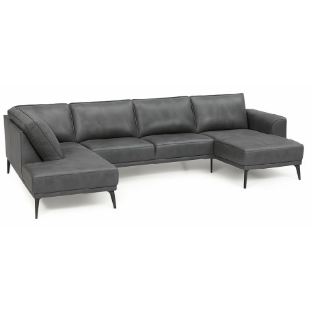 Ishøj læder U-sofa Højrevendt