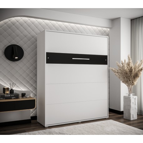 Skabsseng 160x200 cm – Nordica i Hvid/Sort med LED