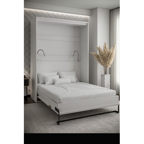 Skabsseng 160x200 cm – Nordica i Hvid/Brun med LED