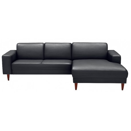 Hjort Knudsen Hadsten Læder chaiselong sofa Højrevendt