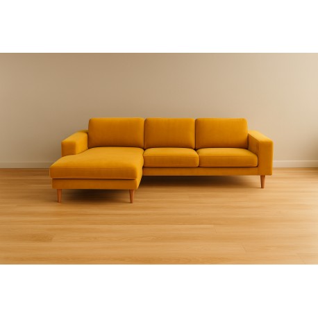 Hjort Knudsen Hadsten chaiselong sofa Venstrevendt - Sennepsgul velour