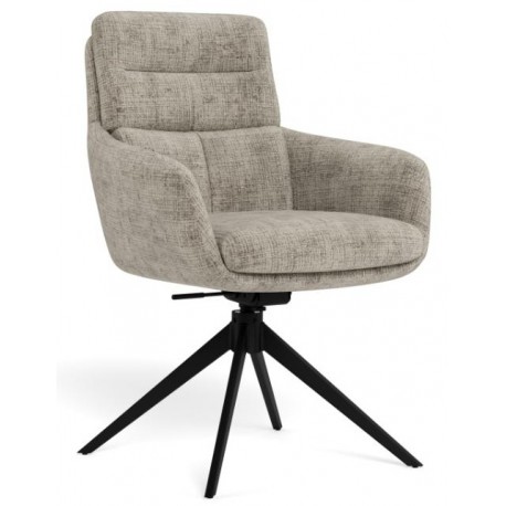 Roger spisebordsstol med armlæn – Juto stof grå (85) på sort drejestel