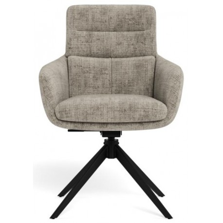 Roger spisebordsstol med armlæn – Juto stof grå (85) på sort drejestel