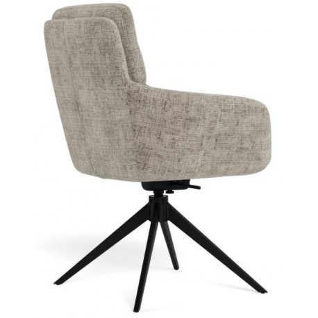 Roger spisebordsstol med armlæn – Juto stof grå (85) på sort drejestel